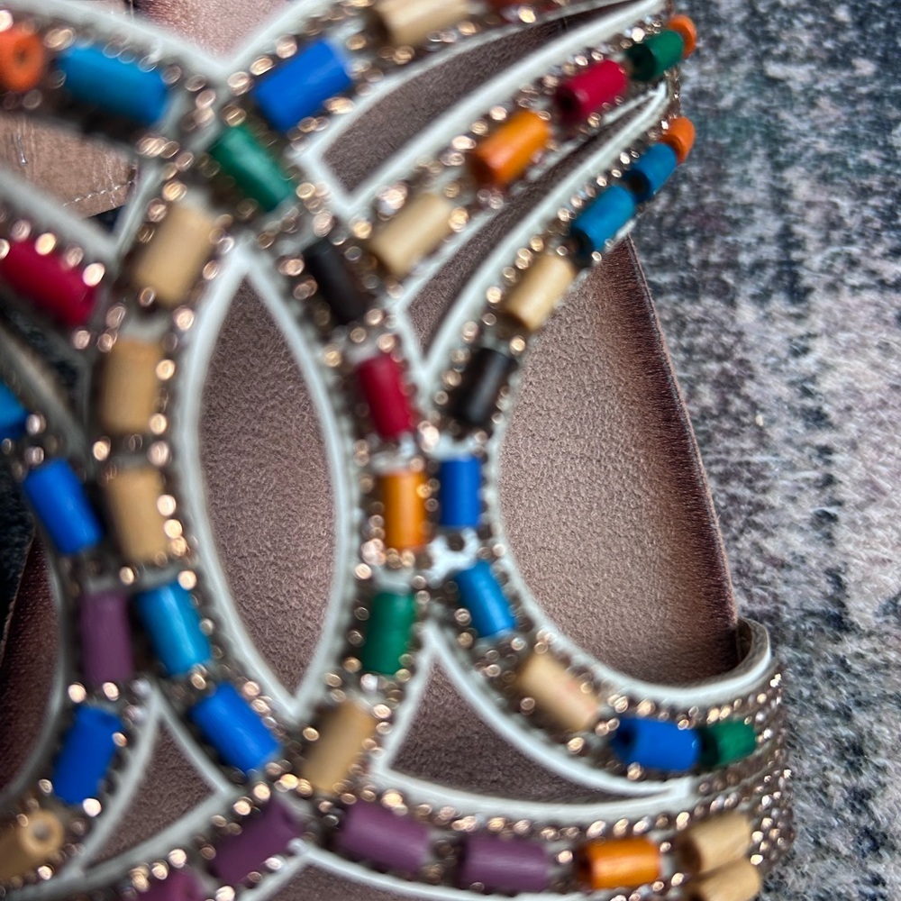 Patricia Spring Step Multicolor Beaded Slide Sandals size 8 - Picture 2 of 4